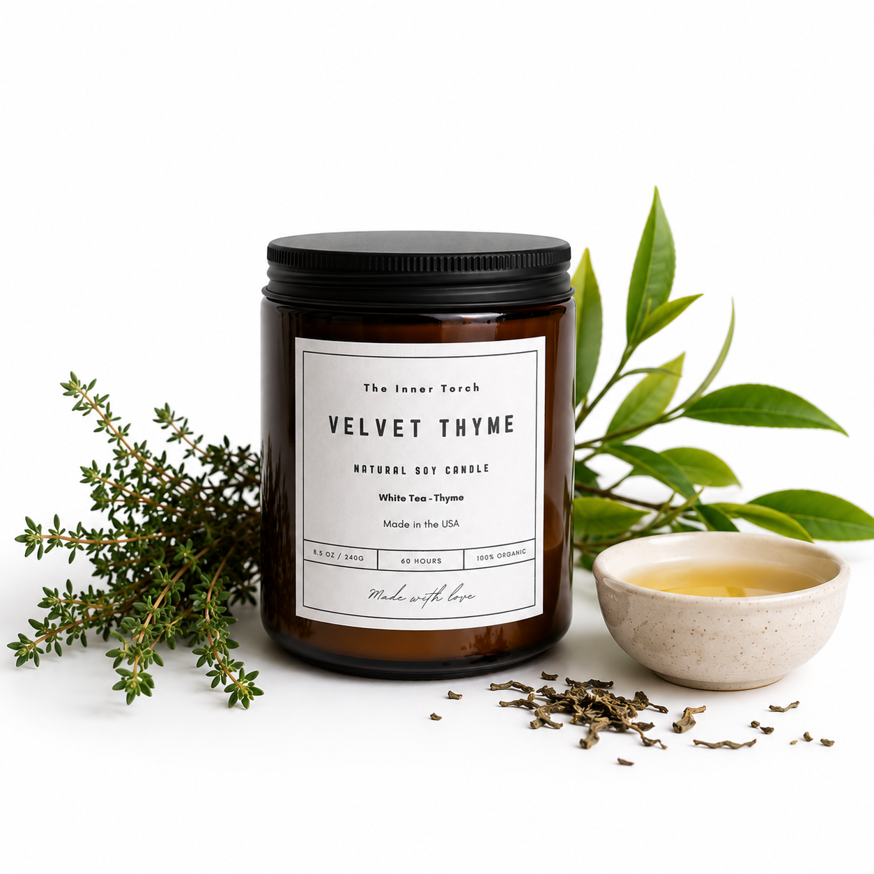 thyme soy wax candle